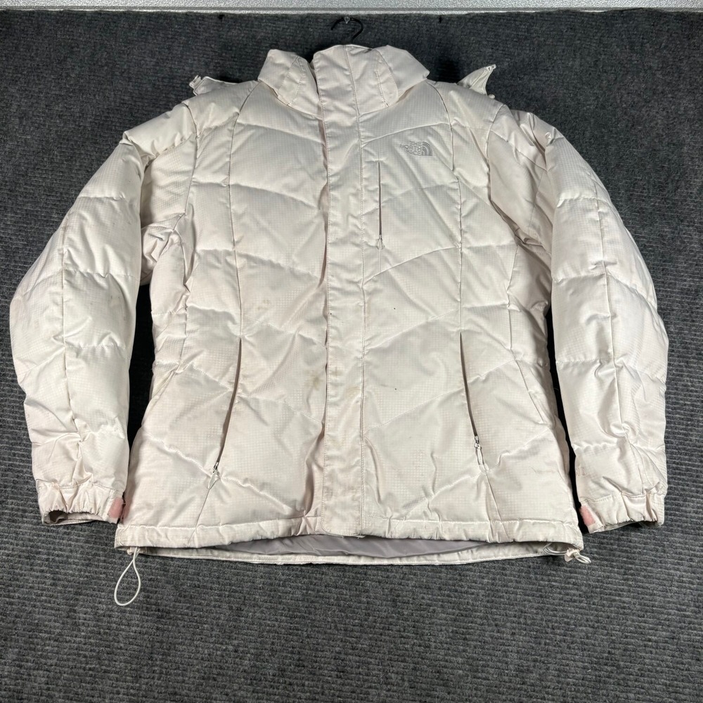 The North Face 600 Down Puffer Jacket Womens XL White Fair Houndstooth Hooded